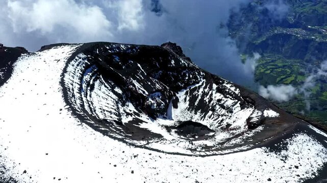 The crater on the summit of the active Tungurahua volcano in the Andes of Ecuador, South America