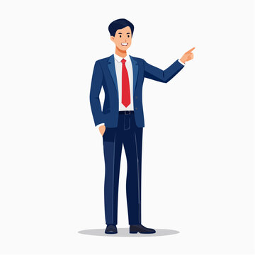 前方を指差して企画の提案をする日本人ビジネスマン
