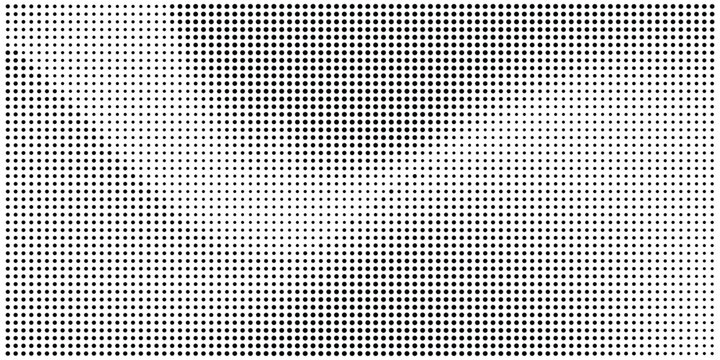 Dense halftone dot pattern abstract texture on white background with black and white screen print halftone abstract background