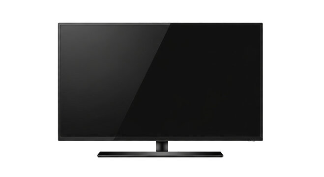 High-resolution blank flatscreen TV or computer monitor isolated on white. Ideal for showcasing digital content, user interfaces, or home entertainment concepts.