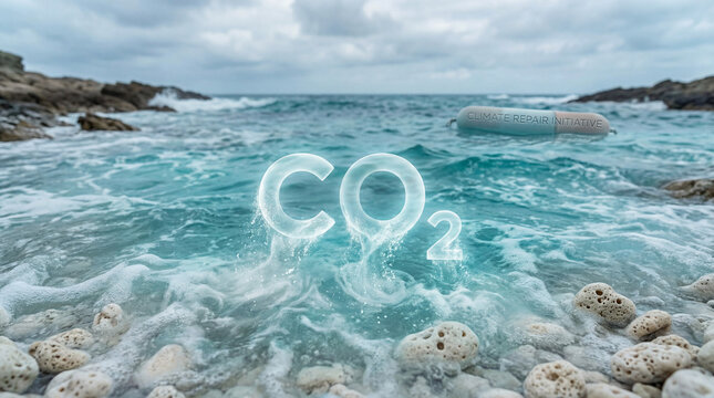 Ocean CO2 Absorption Environmental Impact | Carbon Dioxide Emissions and Ocean Acidification | Climate Change CO2 Visualization in Marine Ecosystem
