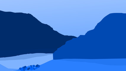 Minimalist blue canyon landscape with river © alley