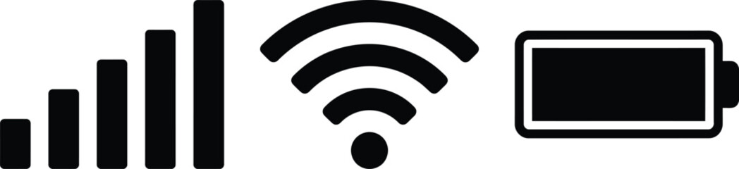 Obraz premium Mobile device signal strength indicator with wifi and battery icons on white background