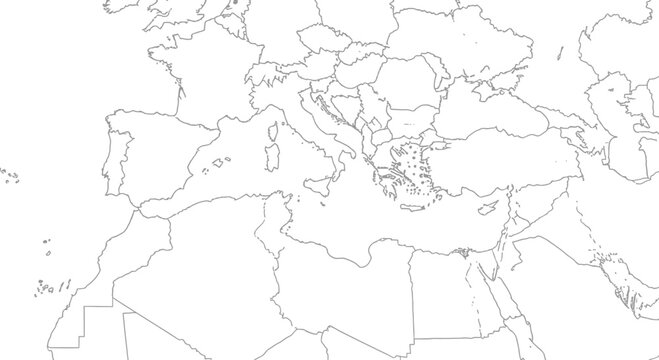 Map of Europe and Middle East.