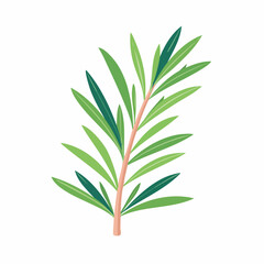 Fototapeta premium Stylized Green Leafy Branch Illustration