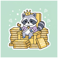 Raccoon wearing crown on gold throne. © IP STOCK
