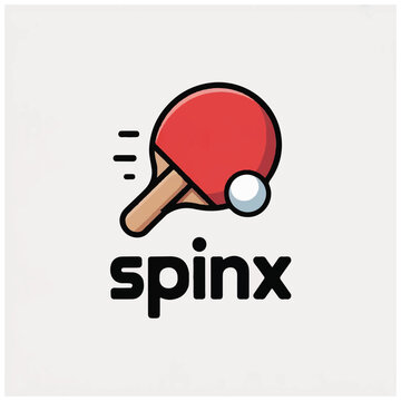 Red ping pong paddle with ball.