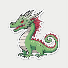 Fototapeta premium Green cartoon dragon sticker