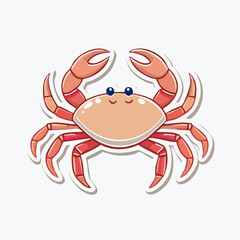 Fototapeta premium Cute Cartoon Crab Sticker