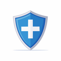 Obraz premium Blue Shield with White Cross Icon