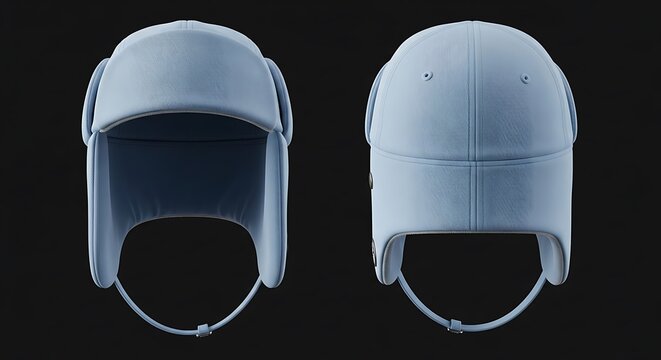Mockup of a baby blue color trapper hat