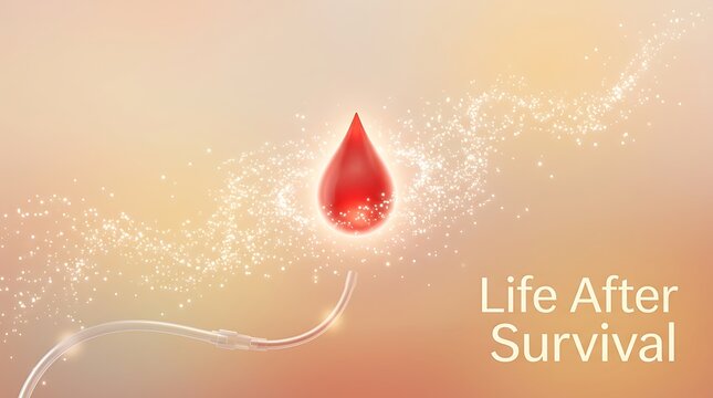 World Blood Cancer Day Concept with Red Drop and IV Tube