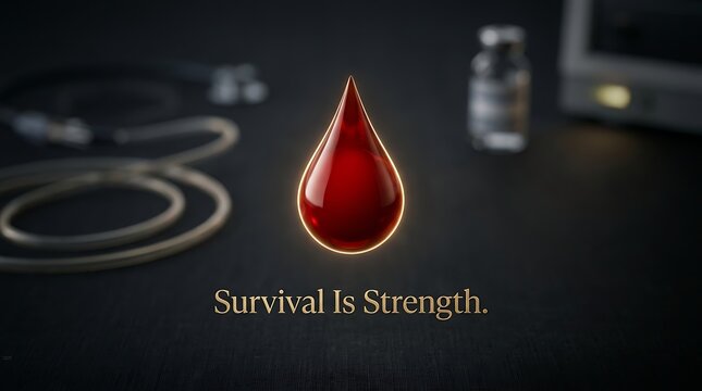 World Blood Cancer Day Survival Is Strength Quote with Blood Drop