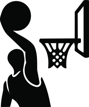 Basketball player performing layup silhouette icon