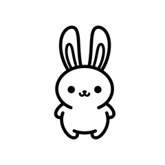 Fototapeta premium Cute Kawaii Bunny Illustration, Simple Line Art Rabbit Character