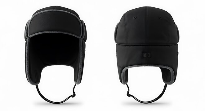 Mockup of a black color trapper hat