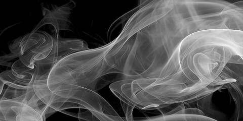 A captivating image of white smoke gracefully drifting against a stark black background. The texture adds depth, creating an ethereal and mysterious atmosphere. © WASIF-MEHMOOD