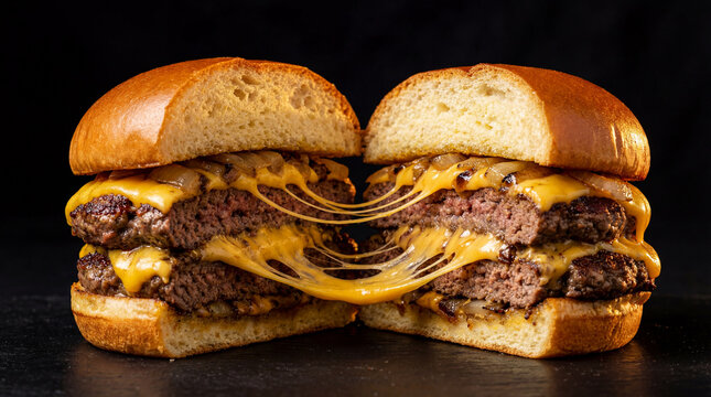 International Burger Day double cheeseburger cheese pull food photography celebration campaign poster banner social media greeting card design