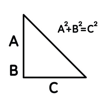 right triangle diagram with pythagorean theorem black and white