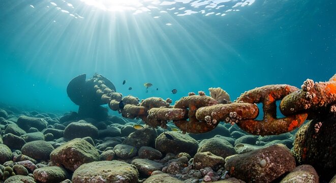 Sunlit Underwater Chain.