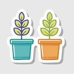 Obraz premium Two potted plants with green leaves