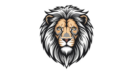 Fierce lion head illustration with majestic mane © Konco
