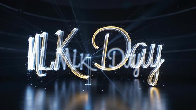 MLK Day Glowing Neon Typography Motion Graphic for Holiday Celebration