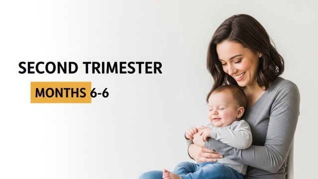 Happy mother embraces baby during second trimester period