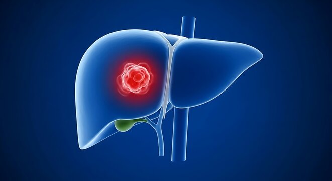 Human Liver with Tumor Illustration Anatomy.
