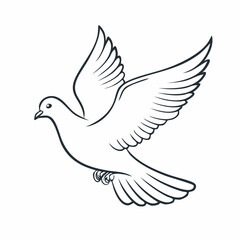 Obraz premium Line Art of a Dove in Flight