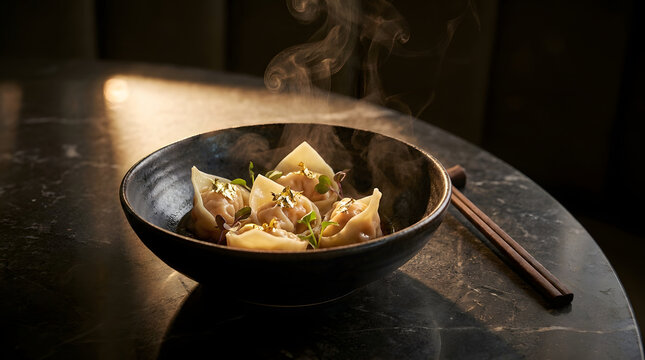 Delicious dumplings in a bowl.