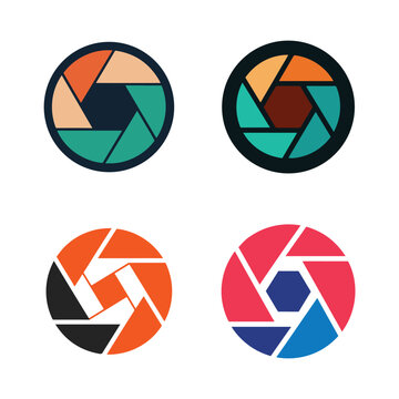 Camera shutter icons in different colors and designs  photography symbols  shutterbug graphics