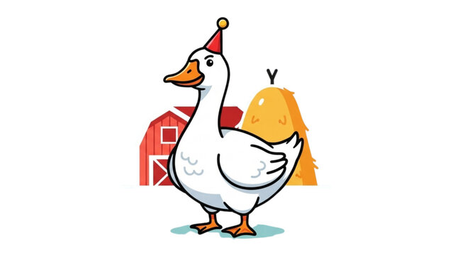 Cartoon duck wearing superhero cape and holding a bag of groceries Vector