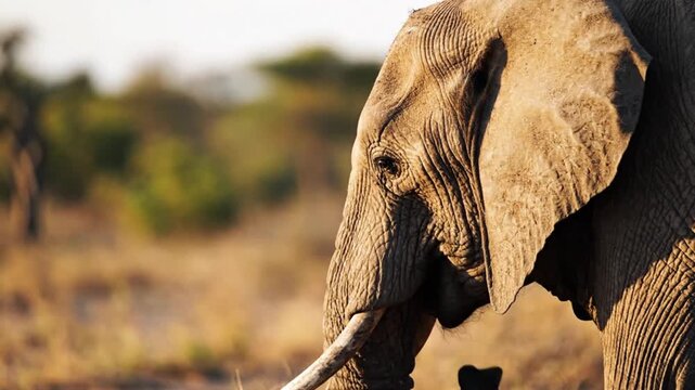 Elephant ear flapping gently ultra realistic texture minimal composition left copy space