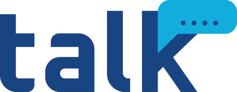 Talk logo design, rectangular speech bubble graphic vector, square communication icon template
