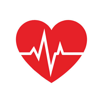 Red heart icon with white heartbeat rhythm line.