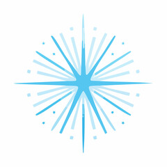 Abstract Blue Starburst with Small Stars and Squares