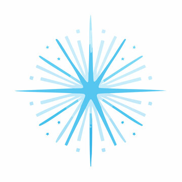 Abstract Blue Starburst with Small Stars and Squares