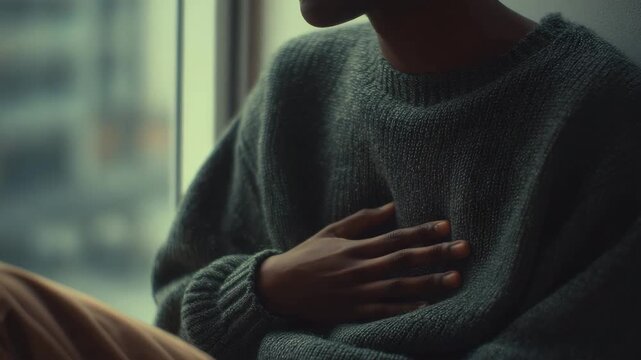 A pensive individual, lost in thought, gazes out a window in a moment of quiet contemplation and introspection.
