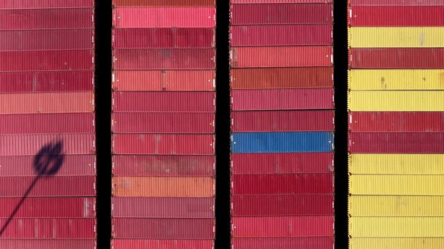 Aerial view of colorful shipping containers at Port Miami
