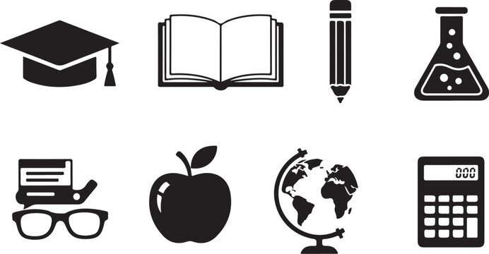 Education Icons and Symbols for Learning Materials
