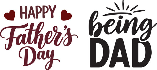 Happy father's day typography with hearts and silhouette elements © MSTNASIMA