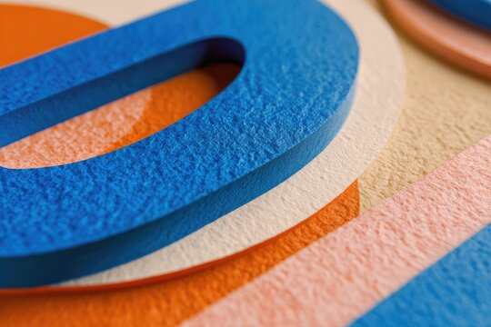 Abstract Textured Layers: Blue and Orange 3D Art Close-Up for Modern Design
