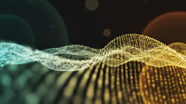 Abstract wave of glowing particles symbolizing conceptual art and dynamic energy