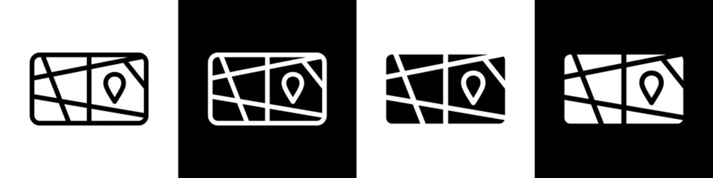 Map black and white icon design concept