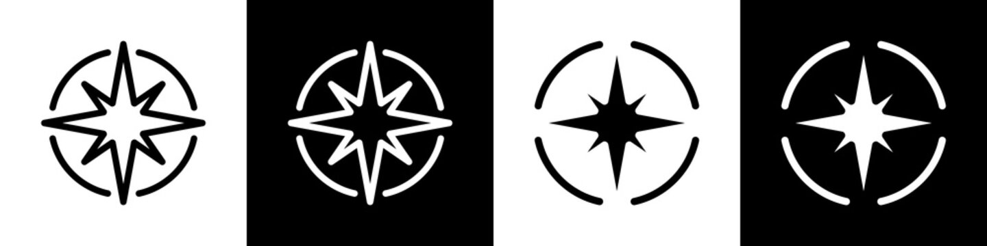 Compass  black and white icon design concept