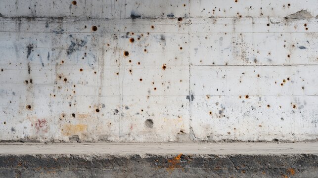 Concrete wall with shrapnel urban environment gritty photography urban landscape close-up view destruction and resilience