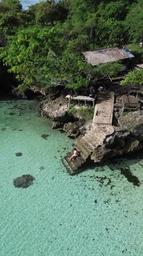 Weekuri (Waikuri) Lagoon, Crystal-clear water surrounded by cliffs, Sumba, Bali, Indonesia 