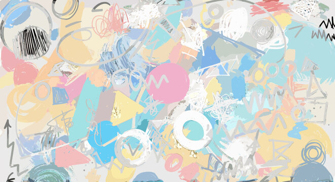 adobe Vibrant abstract background with colorful shapes and patterns in pastel hues of pink blue yellow flash