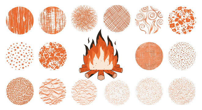 adobe Vibrant orange fire flames and abstract patterns set against white background for design flash